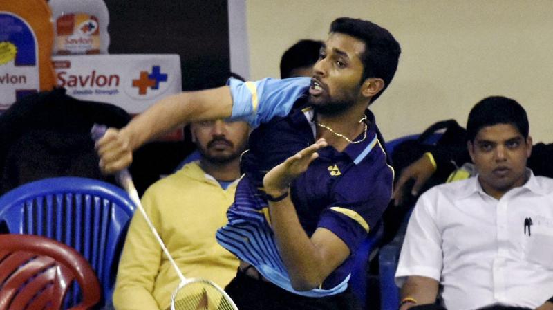 HS Prannoy in action during the National Badminton Championship. (Photo: PTI)