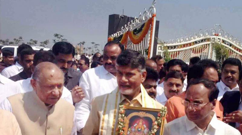 Andhra Pradesh Chief Minister N Chandra Babu Naidu at the inauguration of the new Assembly building at Amravati (Photo: PTI/File).