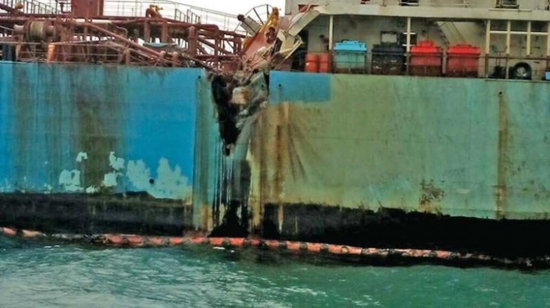 MT Maple, carrying LPG, and MT Dawn Kanchipuram, carrying crude oil, collided at around 4 am at Ennore port on Saturday. Port officials, however, denied spilling of oil or any casualty. (Photo: File)