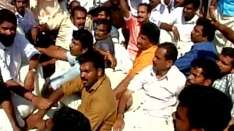 BJP activists stage protest in Trivandrum. (Photo: Twitter | ANI)