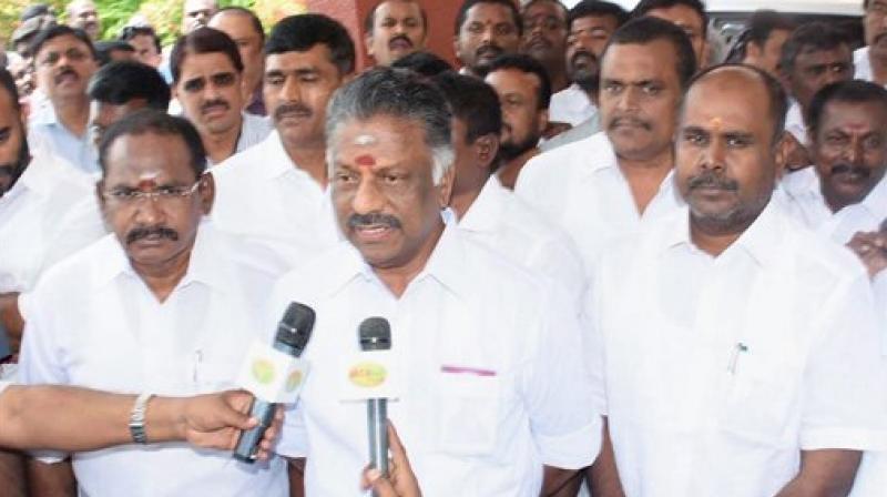 Tamil Nadu Chief Minister O Panneerselvam talks to media. (Photo: AP)