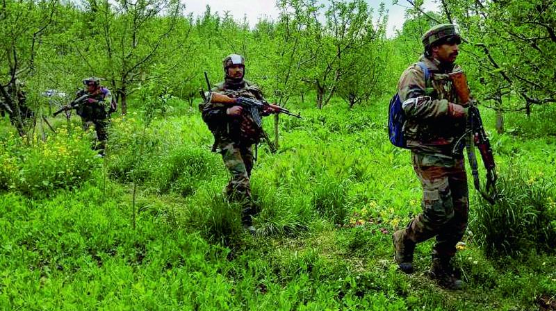 Army personnel during an anti-militancy operation aimed at targeting militants who have been hiding and striking against security forces, in South Kashmirs Shopian district. (Photo: PTI)