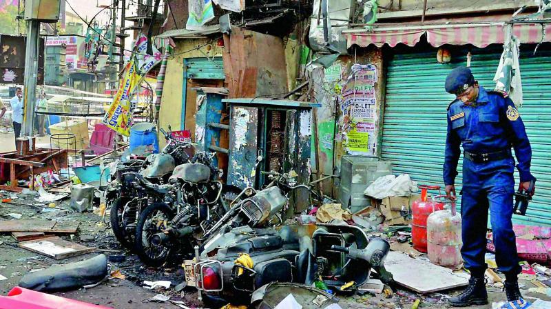 File photo of the blast triggered by the IM in Dilsukhnagar in 2013.