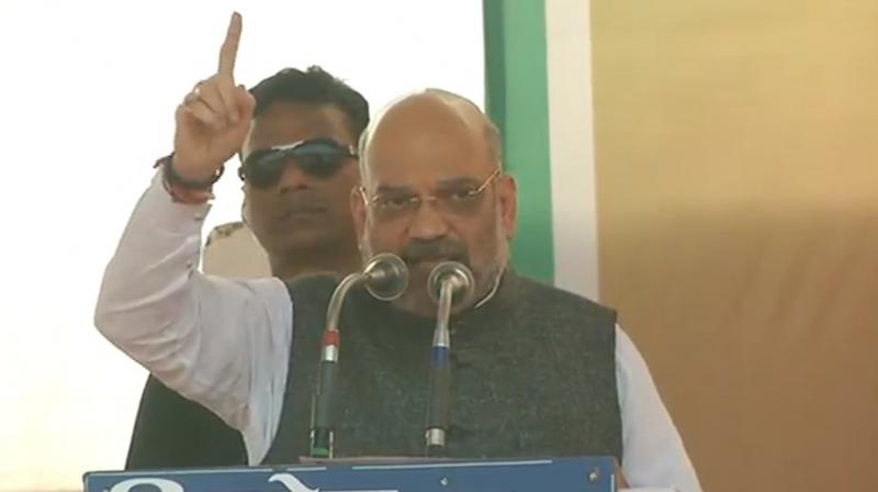 BJP chief Amit Shah said the Narendra Modi government launched 129 developmental schemes in four years. (Photo: Twitter | @BJP4India)