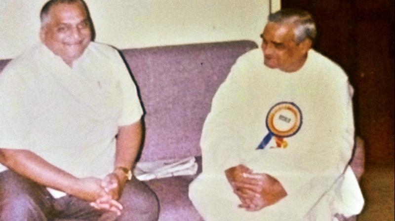 A.S.Bhat with A.B Vajpayee, taken by the Late Dr. Dharmapal (Courtesy: Vikram Bhat).