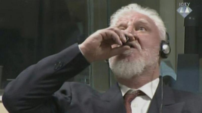 Seconds after his war crimes sentence of 20 years was upheld at the international criminal tribunal for the former Yugoslavia, Praljak raised a small brown bottle to his lips, and drank it in full view of the cameras filming. (Photo: ANI)