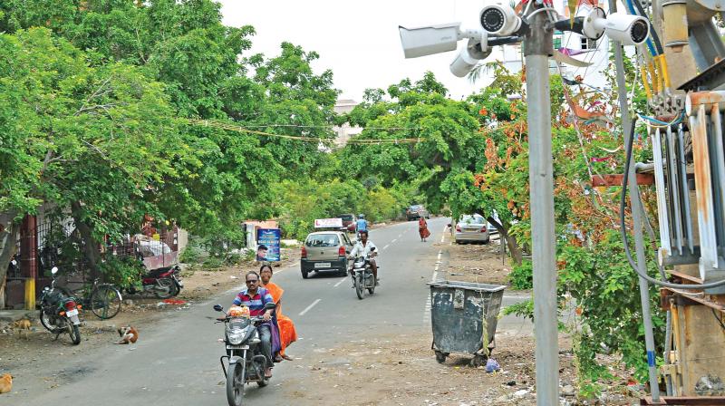 CCTV cameras installed at Chitlapakkam area by the police, to prevent the rising incidences of snatching and thefts. (Photo: DC)