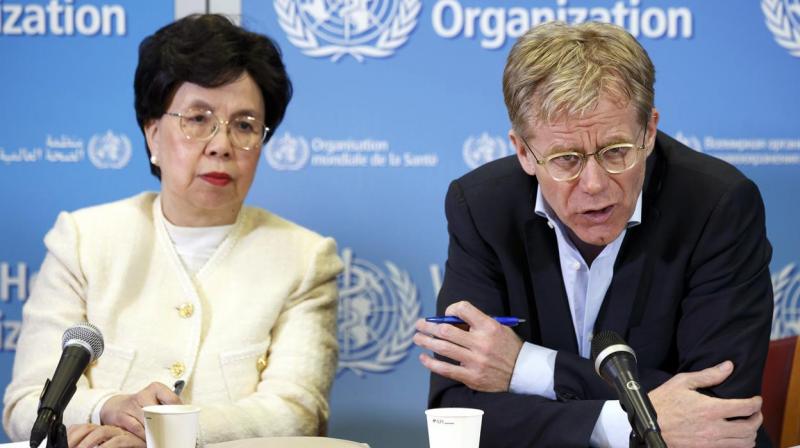 Margaret Chan, left, General Director of the World Health Organization (WHO) and Bruce Aylward, right, Executive Director of WHO and Health Emergencies Director-Generals Special Representative for the Ebola Response, speak to the media after The International Health Regulations Emergency Committee on Ebola, during a press conference, at the WHO headquarters in Geneva, Switzerland. (Photo:AP)