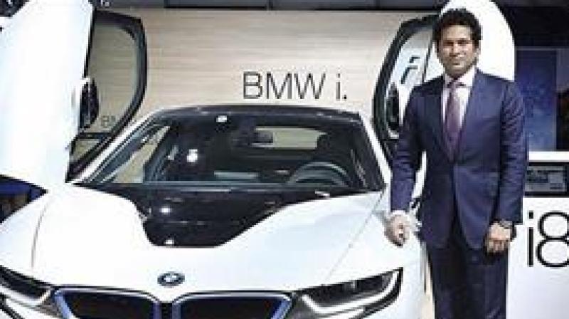 Sachin Tendulkar promoting BMW i8 series. (Photo: PTI)