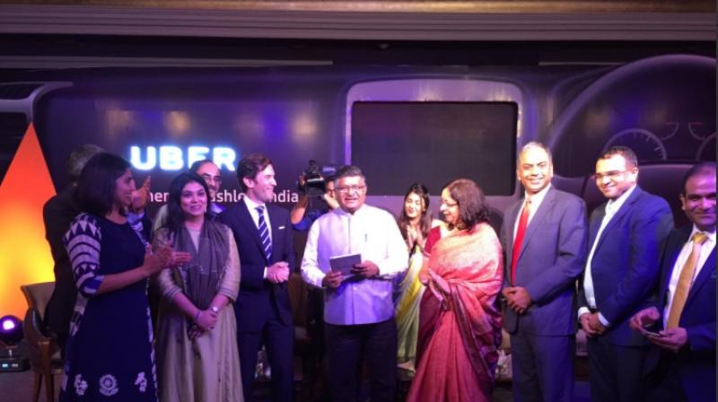 Union Minister Ravi Shankar Prasad books his Uber with UPI. Photo: Twitter| @Uber_India