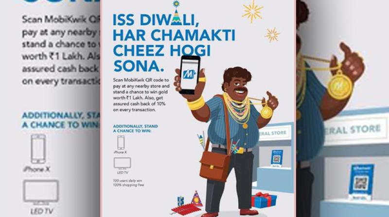 This Diwali, users of Indian mobile wallet major, MobiKwik can win gold worth Rs 1 lakh on QR Code transactions. (Photo: ANI)