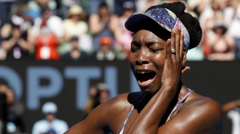 Venus Williams celebrates after overcoming Coco Vandeweghe in the Australian Open semifinals. (Photo: AP)