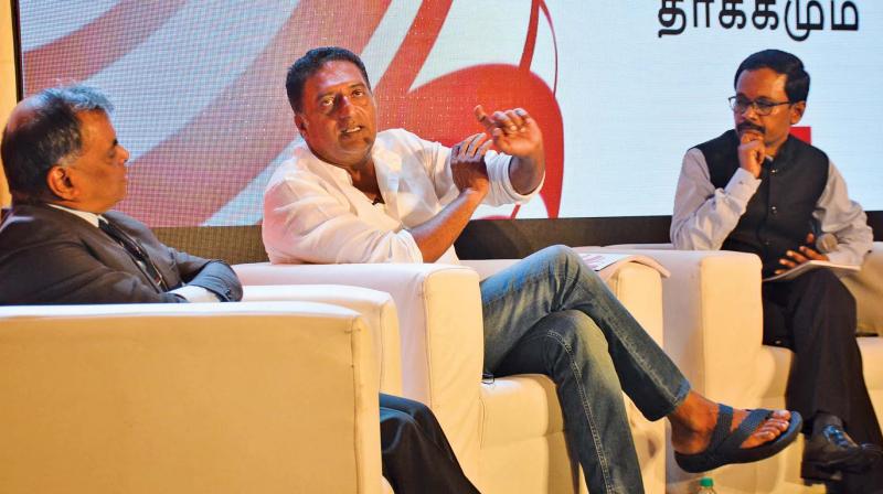Prakash Raj speaks at the Beyond Fake News, event organised by the BBC, in Chennai on Monday. The event was held simultaneously across six cities in the country.  (Photo: DC)
