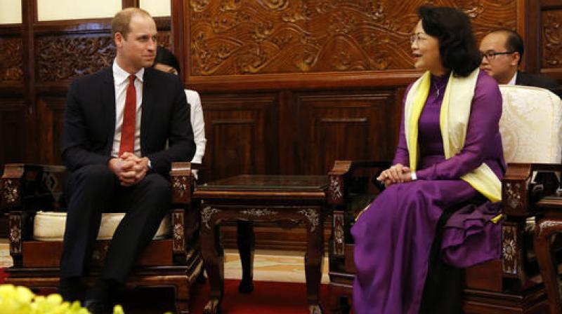 Britains Prince William, listens to Vietnamese Vice President Dang Thi Ngoc Thinh in Hanoi, Vietnam. (Photo: AP)