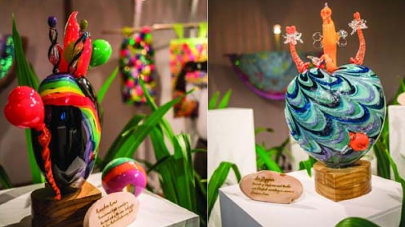 Glass artworks by designer Manish Arora on display at a recent exhibition