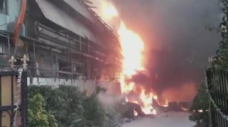 Ten people were rescued from Vijayasree Chemicals and eight of them have sustained injuries. They have been rushed to the Gandhi Hospital. (Photo: Twitter | ANI)