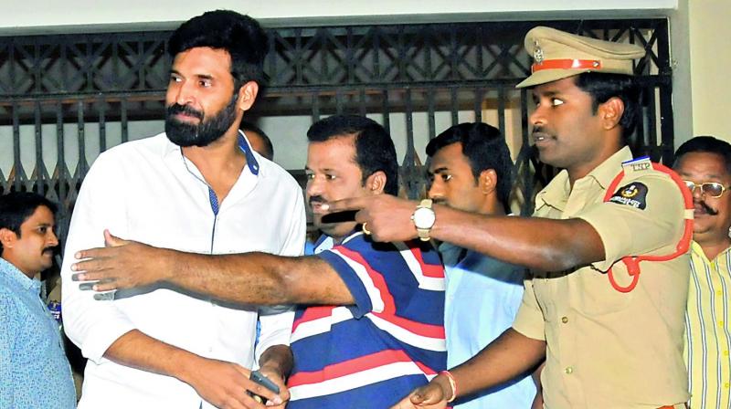 Actor Subbaraju appears before SIT for interrogation on Friday.