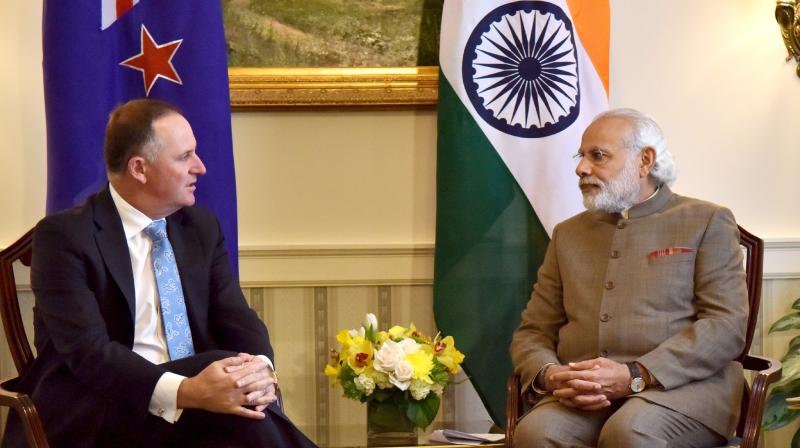 File photo of John Key with Prime Minister Narendra Modi.