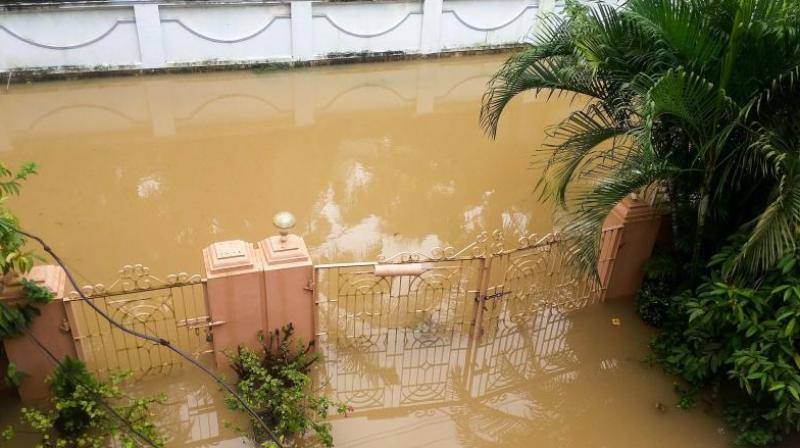 Flood water enters the residence of PTI reporter Manoj Rammohan, in Palakkad on Tuesday, Aug 14. (Photo: PTI)