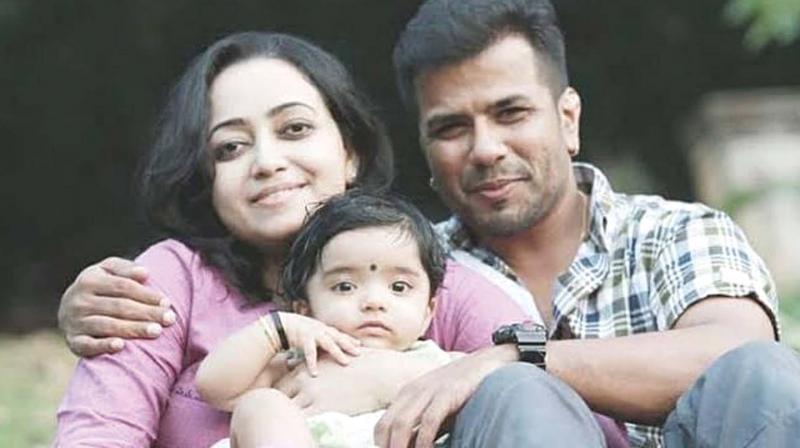 Balabhaskar with his wife Lakshmi and daughter Tejaswini.