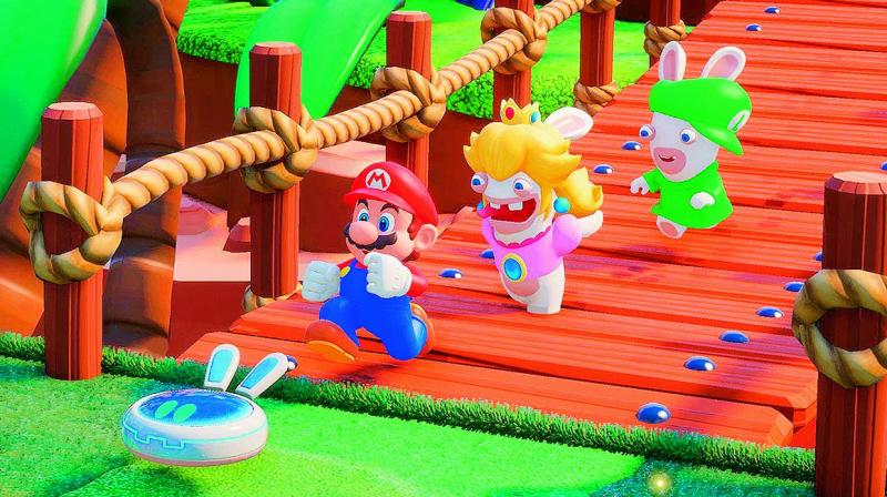 Mario decides to then team up with Rabbid Peach and Rabbid Luigi in the hope of bringing order to the chaos that has ensued.