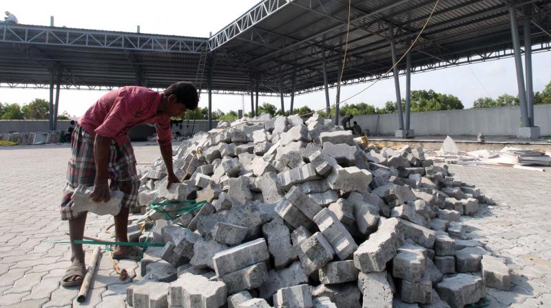 Work in progress at the Kalamassery bus stand. (Photo: DC)