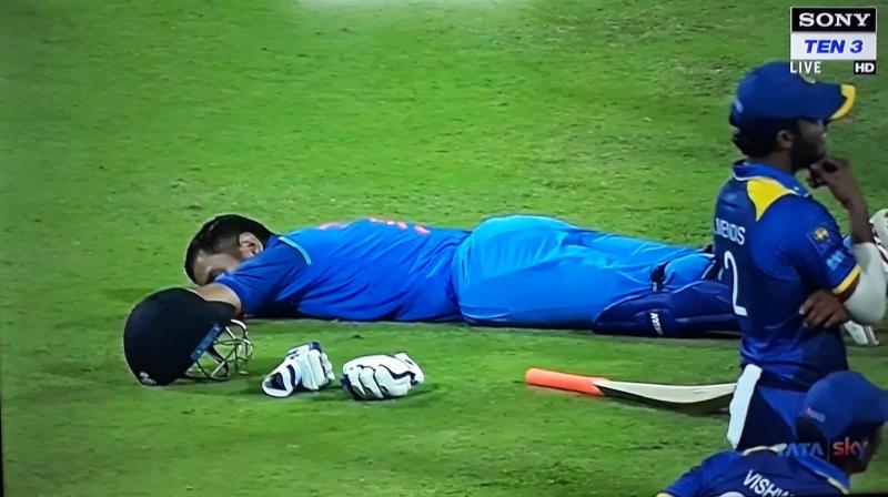 Dhoni  had it easy as he scored a fifty, his on-field nap, amidst the chaos at the Pallekele venue, once again highlighted why he is considered to be one of the coolest cricketers going around. (Photo: Twitter)