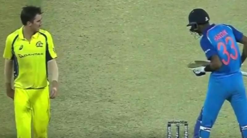 The incident between Cummins and Pandya took place in the 26 over of the Indian innings. (Photo: Youtube screengrab)