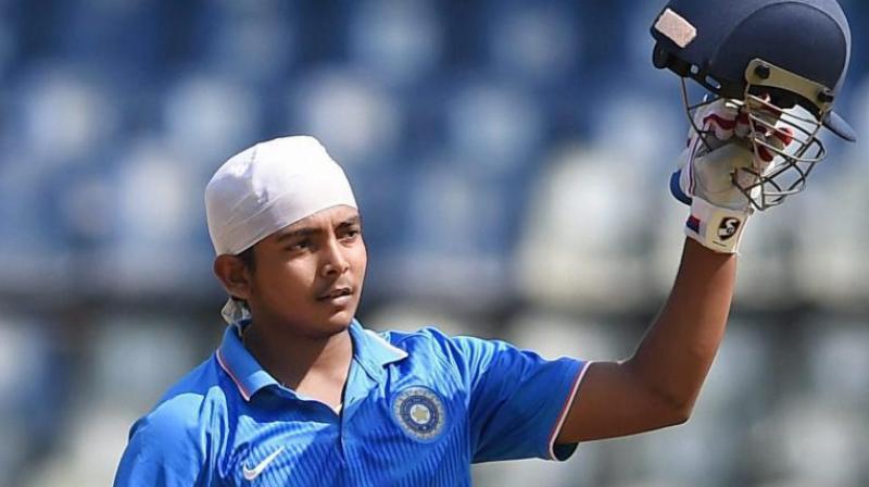 Prithvi Shaw had an impressive outing  against New Zealand in the first warm up match. (Photo:PTI)