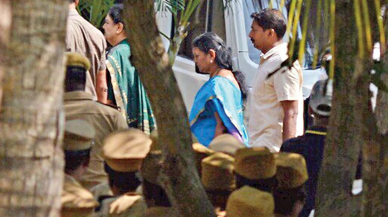 On the day of her conviction by Supreme Court, AIADMK leader V K Sasikala at  Koovathur resort on Tuesday evening. (Photo: DC)