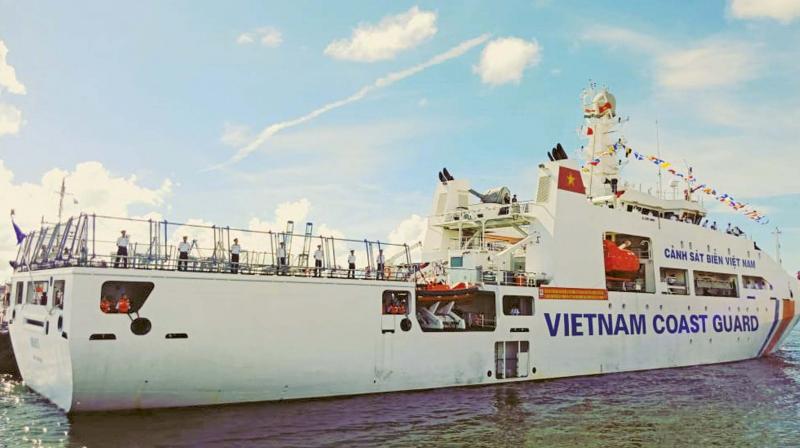 Vietnam Coast Guard ship CSB 8001 on her maiden visit to India arrives at Chennai Port on Tuesday as part of the international cooperative efforts with the Indian Coast Guard.   Image: DC