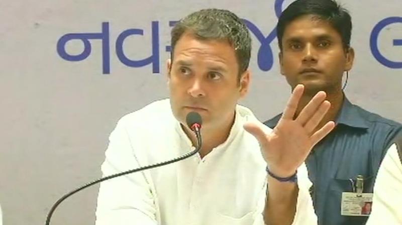 The PM is either talking about Congress or himself during his public meetings, Rahul Gandhi says on Tuesday attacking Modi and the Bharatiya Janata Party. (Photo: Twitter | ANI)