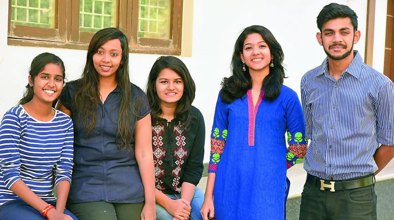 (from left) Kreethika, Pooja, Muskaan, Anushree and Raghav.