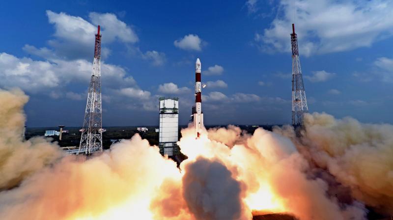 Space agency Indian Space Research Organisation (ISRO) successfully launching a record 104 satellites, including Indias earth observation satellite on-board PSLV-C37/Cartosat2 Series from the spaceport of Sriharikota on Wednesday. (Photo: PTI)
