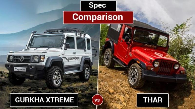 The Gurkha Xtreme is longer, wider and taller than the Thar CRDe.