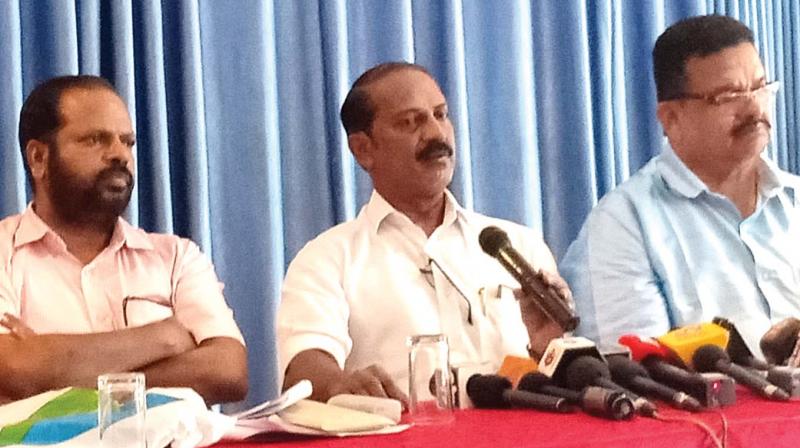 Outgoing CDB president Dr M.K. Sudarsan during the pressmeet held in Thrissur on Monday. (Photo: DC)