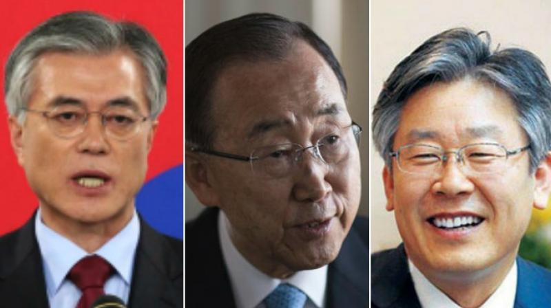 Moon Jae-In, Ban Ki-Moon and Lee Jae-Myung (from left) (Photo: AP | Facebook)