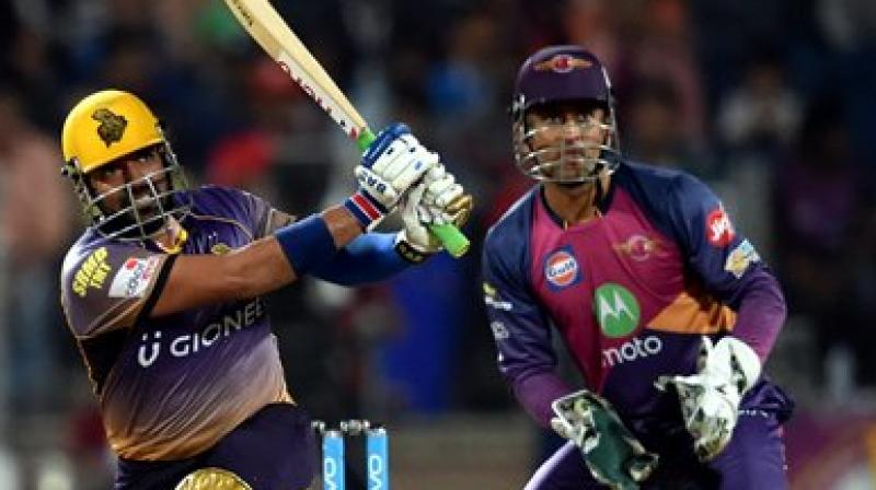 Kolkata Knight Riders Robin Uthappa in action during the IPL match against Rising Pune Supergiants in Pune on Wednesday. (Photo: PTI)