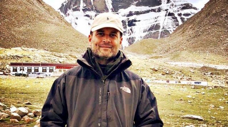 Congress also posted picture of a smiling Gandhi posing in front of Mount Kailash, considered the abode of Lord Shiva. (Photo: Twitter | @INCIndia)