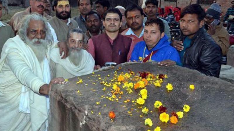 Priests perform Shila Pujan of stones for construction of Ram temple at Ayodhya (Photo: PTI/File)