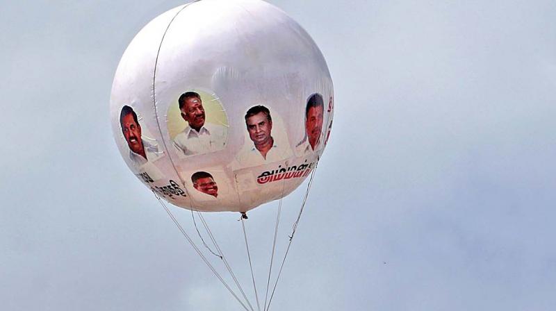 While AIADMK loyalists are jubilant to see images of their leaders flying high, activists at the ground level are concerned about the impact on road users. (Photo: DC)