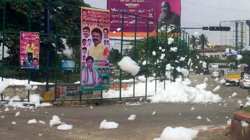 File picture of froth coming out of Varthur Lake