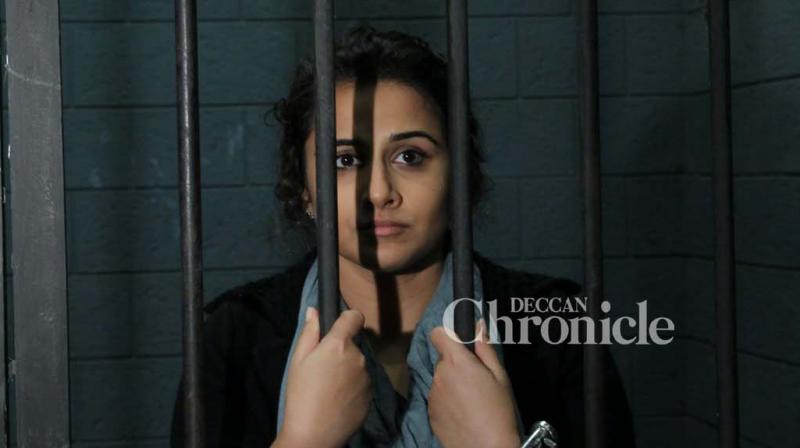 Vidya Balan was snapped b shutterbugs in a special photoshoot in a makeshift jail to promote her film Kahaani 2: Durga Rani Singh. (Photo: Viral Bhayani)