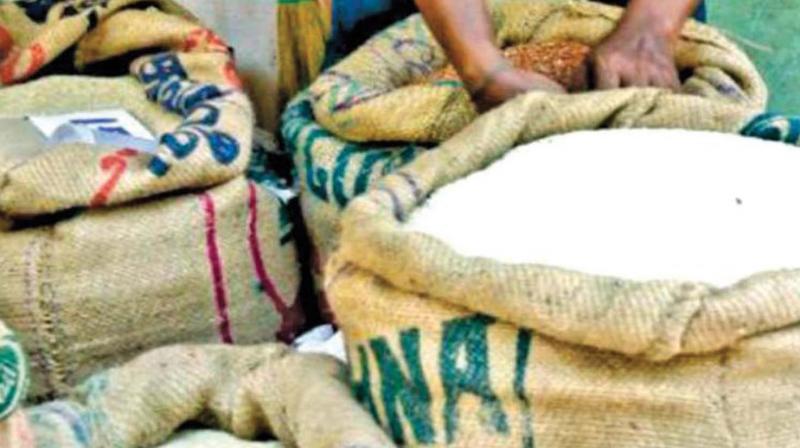 SKG Enterprises, a wholesale shop was seized by the officials for stocking 54 sacks of ration rice and 18 sacks of ration wheat grains.
