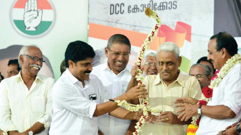 M.G.S Narayan inaugurates District Congress Committee felicitation for M.K.Raghavan MP in Kozhikode on Saturday.