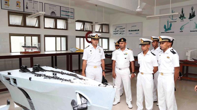 The Bangladesh naval delegation on a familiarising session at the INA.