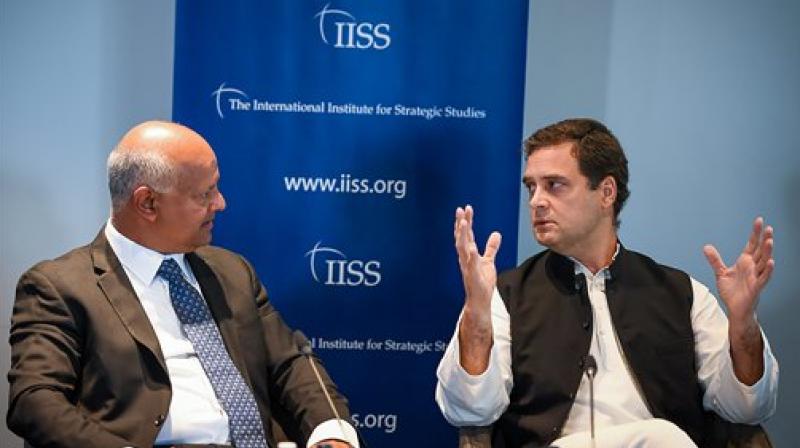 Congress President Rahul Gandhi in a panel at International Institute for Strategic Studies (IISS), in London. (Photo: PTI)