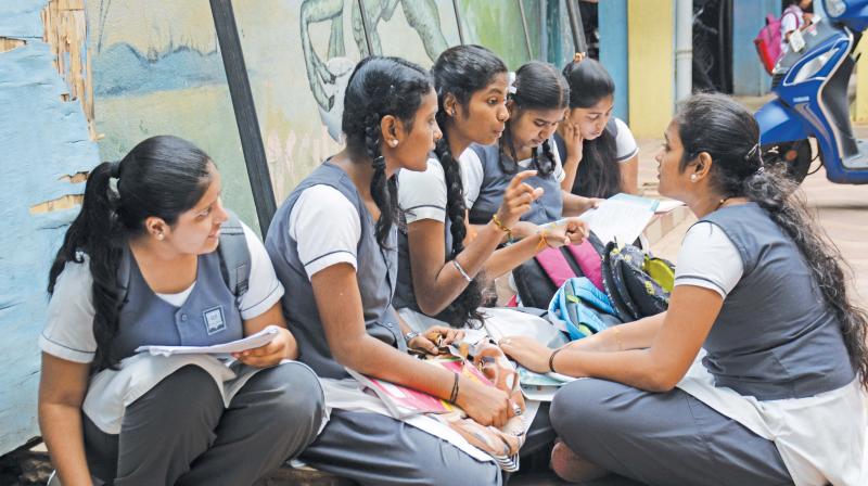 Students appearing for class 12 state board exams which began on Friday.