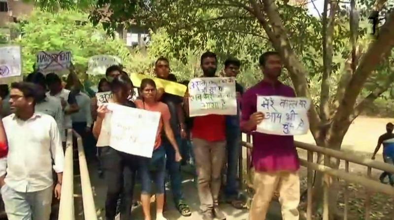 Protesting JNU students are demanding that the university suspends Prof Atul Johri and deny him from entering the university premises. (Photo: ANI | Twitter)