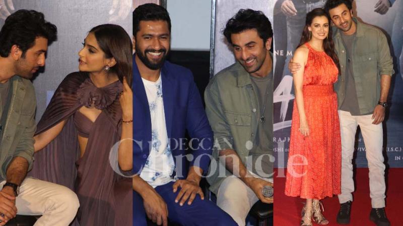 Sanju trailer launch: Ranbir Kapoor all smiles with Vicky, Sonam, Dia
